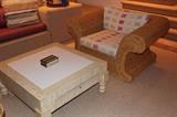Coffee Table & Wicker Chair 