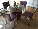 Italian Leather Card Table & Chairs