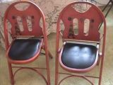 1940'S CHINESE RED FOLD-UP CHAIRS