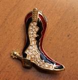 Swarovski cowboy boot pin