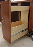 slide-out storage drawer on desk