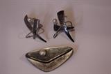 Modern sterling and pearl earrings and brooch
