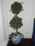 Artificial Topiary Plant in Delft Blue Porcelain Vase 