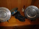 Military items and antique football cleats