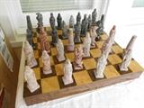 Carved soapstone chess set