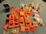 Some Military pins, medals from Korean war and WWII, Kiwanis pins and cuff links - some sterling, jade and mother of pearl