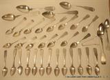 Large collection of coin silver spoons