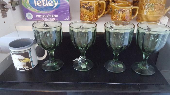 Set of 4 vintage Fenton glasses, probably never used, still have their paper stickers.