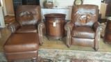 Leather Barcalounger, Leather ottoman, leather armchair, clubchairs