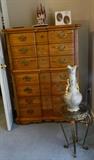 Chest - Dresser - Bed - matching pieces. Decorator stand table with urn