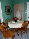 Small dining room set, Metal art on wall
