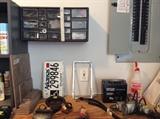 Garage - tool box, license plates, tools etc