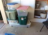 Garage - more plastic bins - small appliances, crock pot