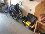 Wheel Chair, more plastic items, tackle box