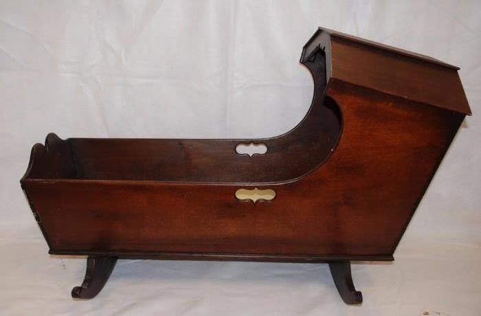 Antique Hand Crafted Victorian Walnut Cradle