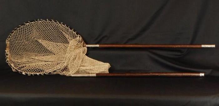 Antique Folding Fishing Net W/ Wooden Handle