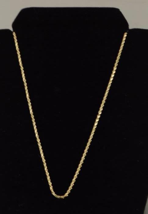 20'' 14K Gold Diamond Cut Rope Chain