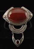 Vintage SS Carnelian & Garnet Pendant PIn
