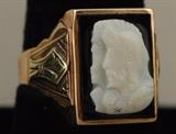 Retro Gents 10K Two Color Gold Intaglio Ring