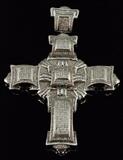 Unmarked 14K WG & Diamonds Hand Crafted Cross