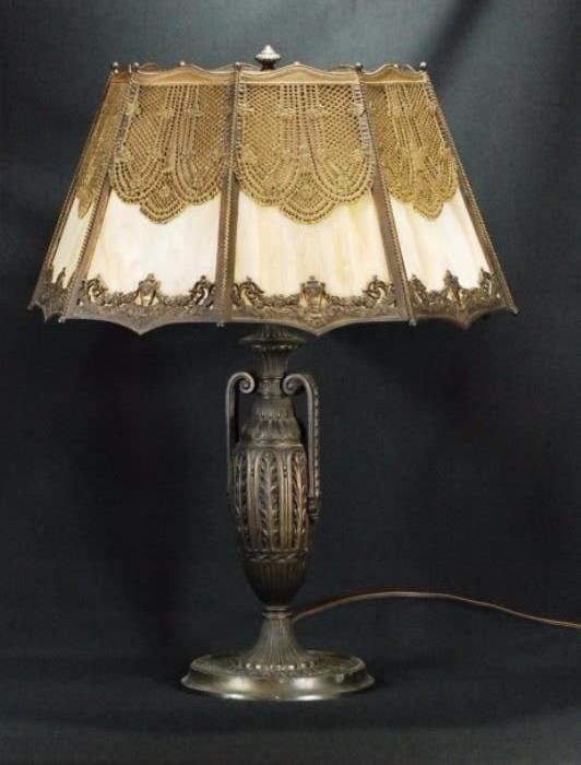Antique 10 Panel Glass Lamp