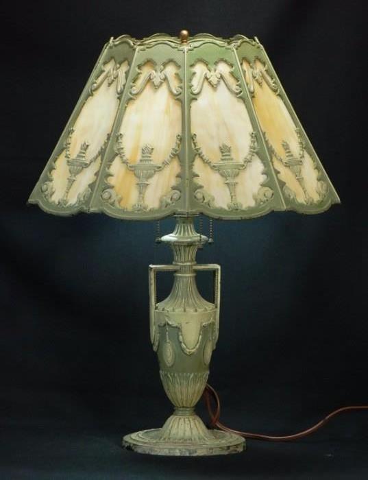 Antique 10 Panel Glass Lamp
