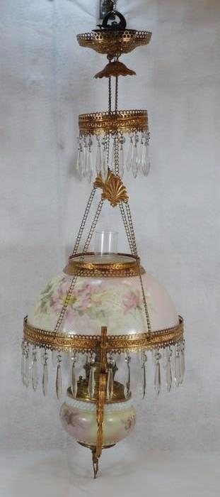 Antique Bradley Hubbard Wavecrest Hanging Oil Lamp