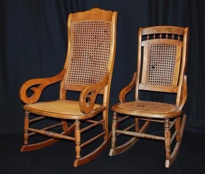 Pair of Cane Back & Bottom Lincoln Rockers