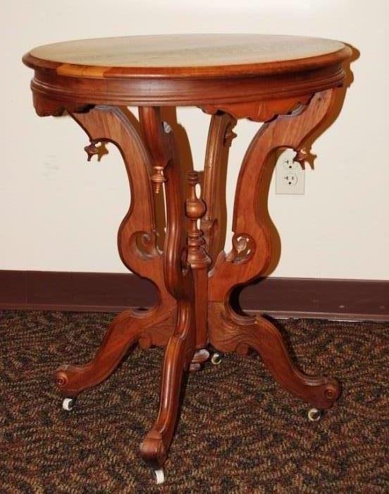 Victorian Oval Top Walnut Lamp Table
