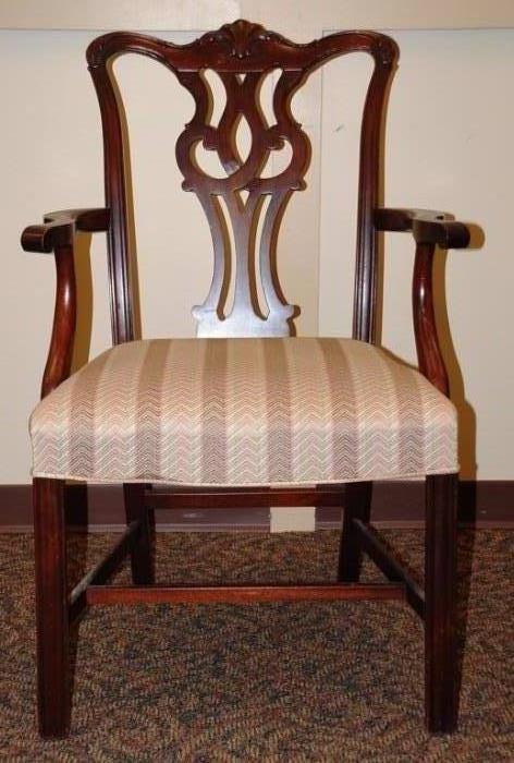 Four Antique Walnut Chippendale Dining Room Chairs