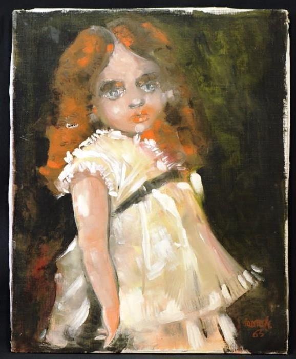 Oil on Canvas Big Eyed Girl