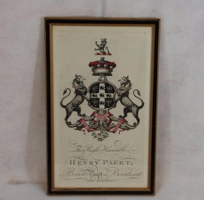 Antique Coat of Arms Engraving Print