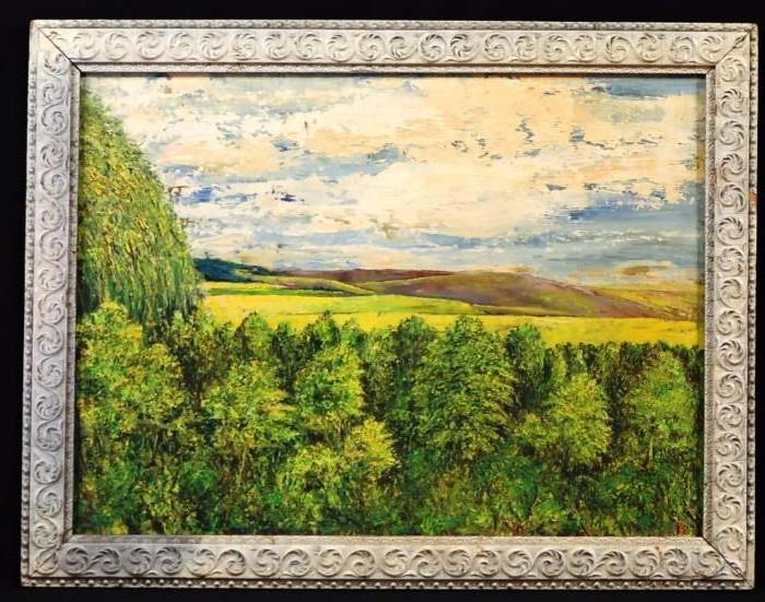 Vintage Oil Painting on Board of Landscape