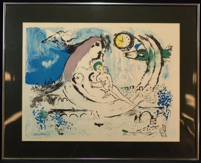 Mid-Century Framed Mare Chagall Serigraph