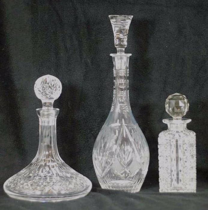 Three Vintage Cut Glass Decanters