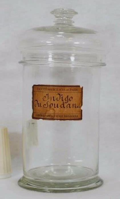 Vintage Hand Blown Apothacary Jar W/ Paper Label