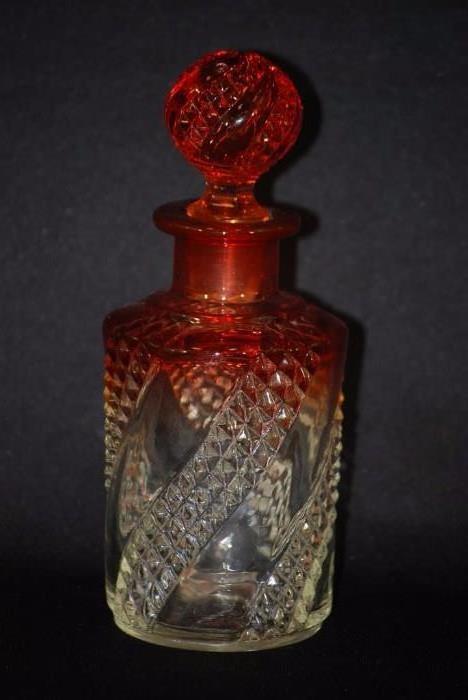 Antique Amberina Barber Bottle