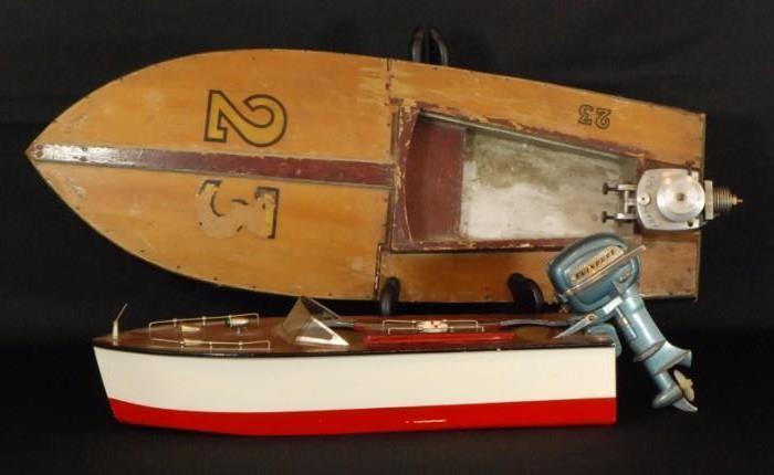 Vintage Al-Craft Wooden Model Speed Boat #23