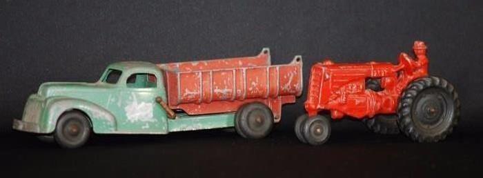 Vintage metal Dump Truck & Tractor Toys