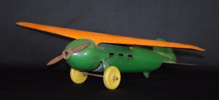 Antique Pressed Steel Airplane Toy, Circa 1920s