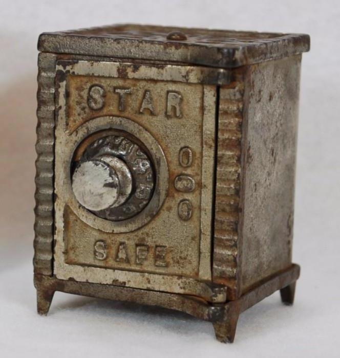 Antique Cast Iron Star Safe Bank