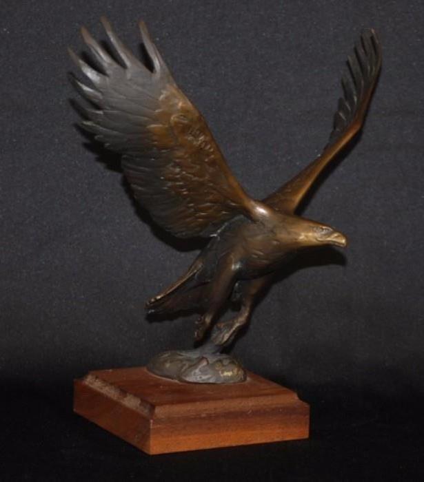 Signed Bronze Eagle Sculpture