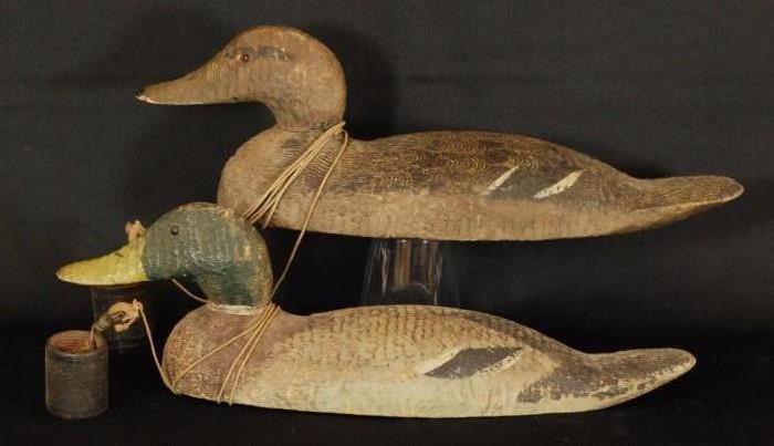 Pair of Vintage Wooden Decoy Ducks