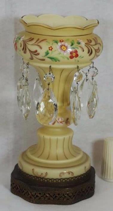 Hand Painted Cased Glass Lustre Centerpiece