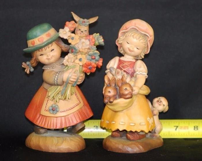 Pair of Italian ANRI Carved Wood Figurines