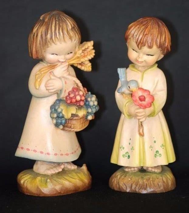 Pair of Italian ANRI Carved Wood Figurines