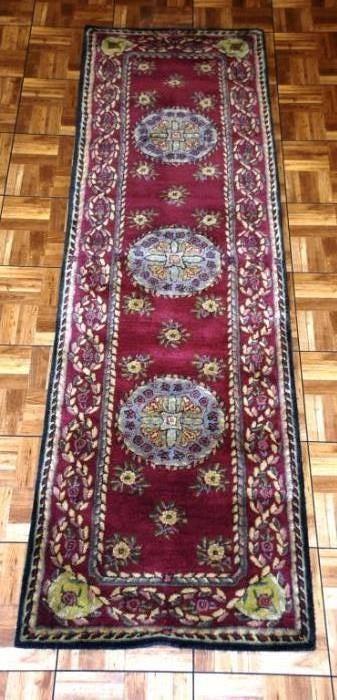 2' 3" by 8 Hand Made Indian Wool Runner
