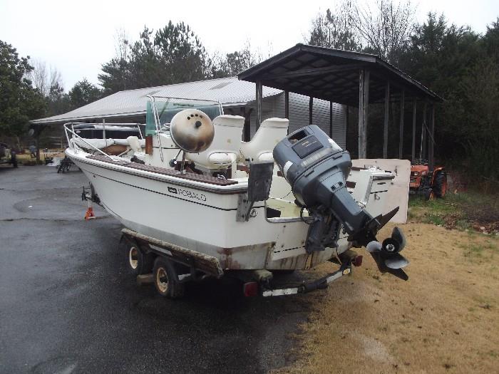 Rear view of boat. 