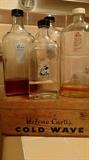 Antique Revlon Bottles and Helene Curtis Wooden Box...