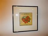 VINTAGE Framed Strawberry Label - "St. Helena Jewel Brand - Grown & Packed for United States - No. 1 - Joseph M. Sitman Greensburg, LA - Shipping Point - Amite, LA" - 12.5" X 12.5" - BEAUTIFUL!!!!